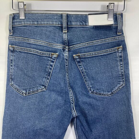 Re/Done Medium Wash Blue High Waisted Straight Leg Jeans Size 25 - Picture 5 of 11